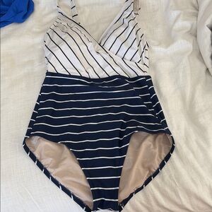 Women’s striped one piece swimsuit